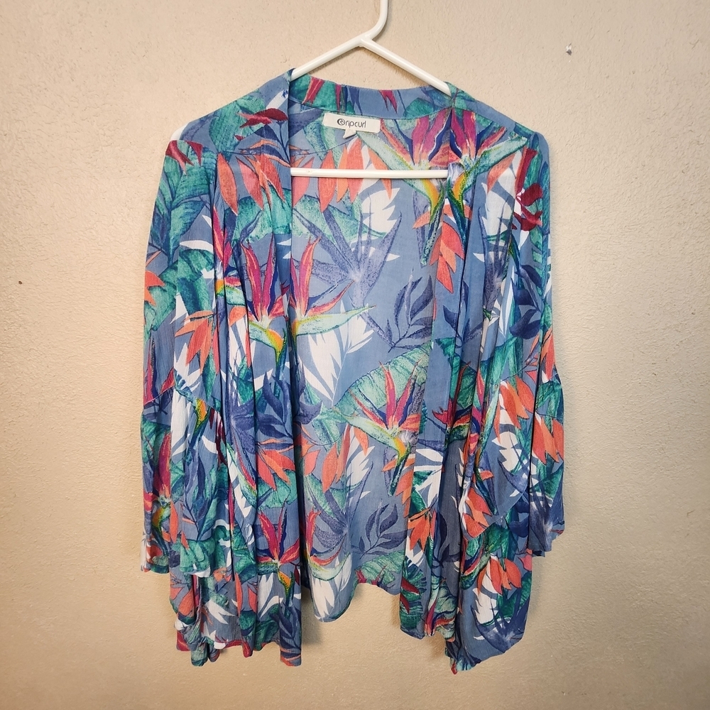 Rip Curl Blue Floral Kimono Top Large (5935)